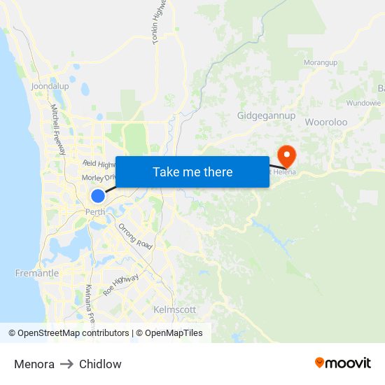 Menora to Chidlow map