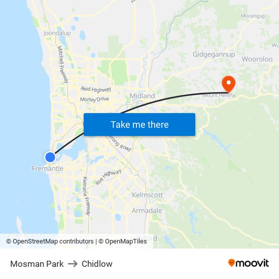 Mosman Park to Chidlow map