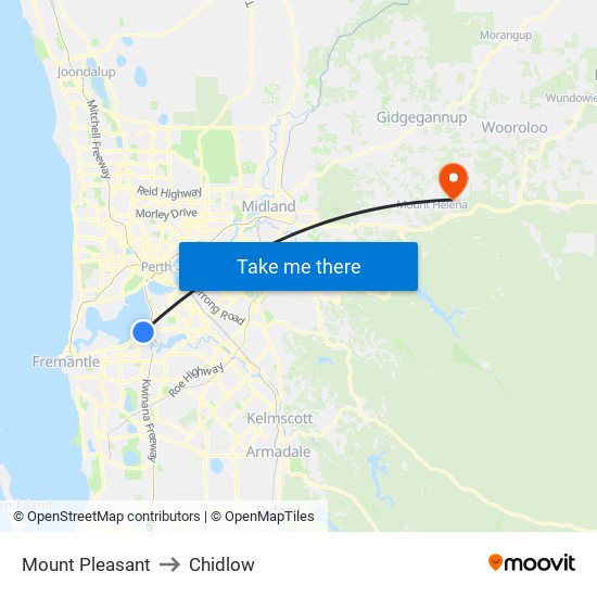 Mount Pleasant to Chidlow map