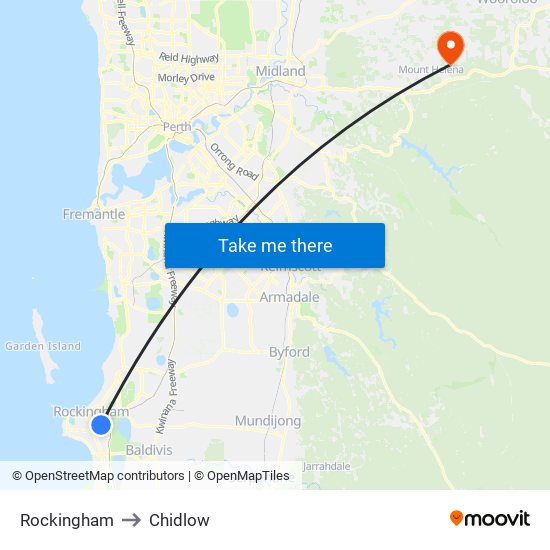 Rockingham to Chidlow map