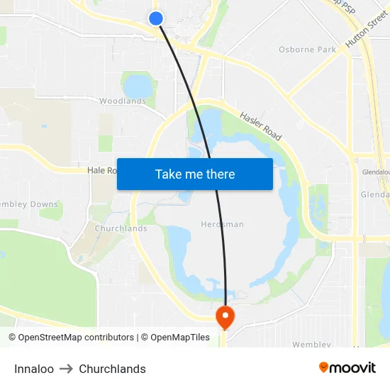 Innaloo to Churchlands map