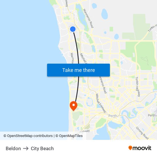 Beldon to City Beach map