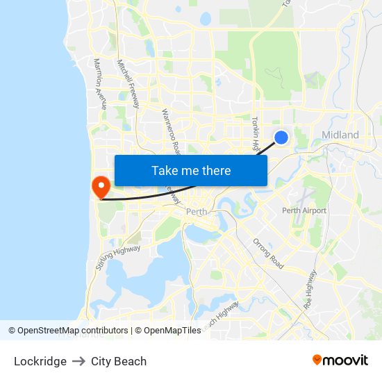 Lockridge to City Beach map