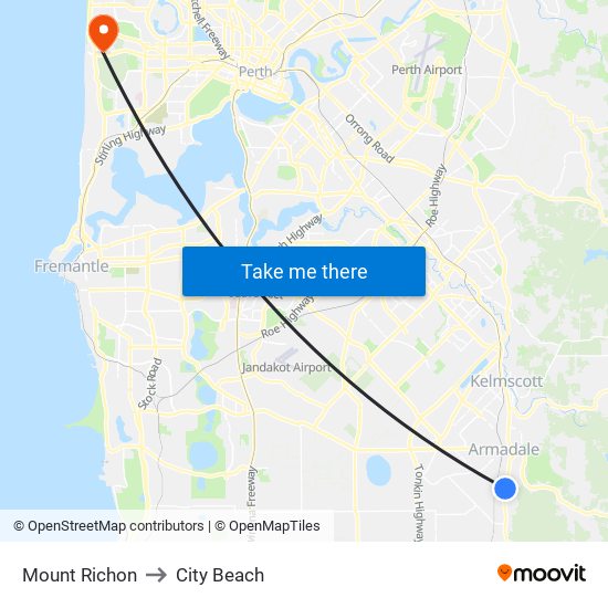 Mount Richon to City Beach map