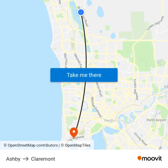 Ashby to Claremont map