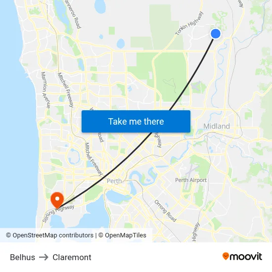 Belhus to Claremont map