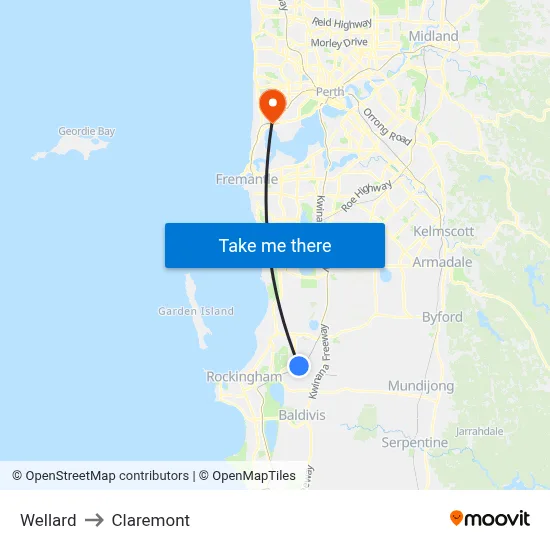 Wellard to Claremont map
