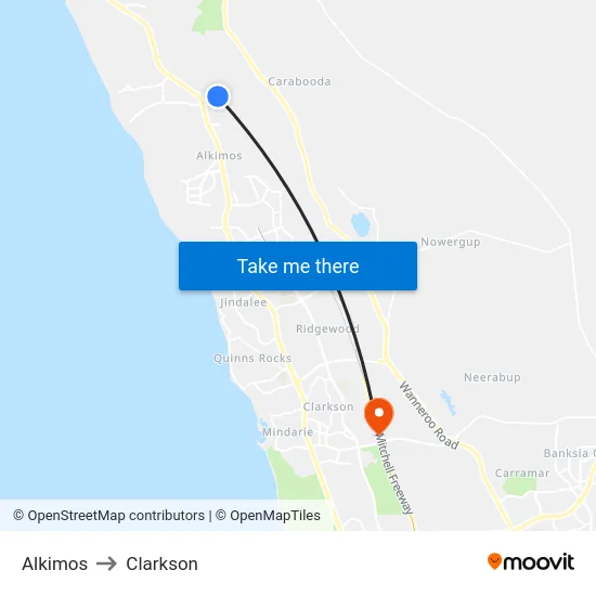 Alkimos to Clarkson map