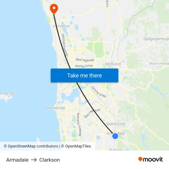 Armadale to Clarkson map