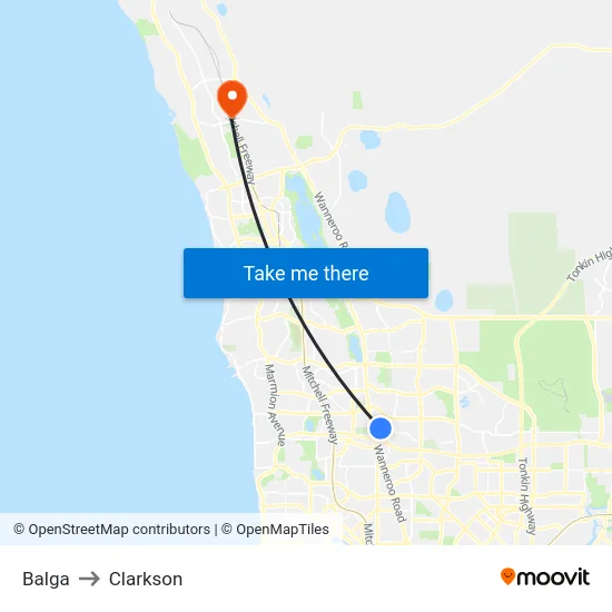 Balga to Clarkson map
