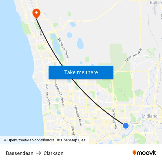 Bassendean to Clarkson map