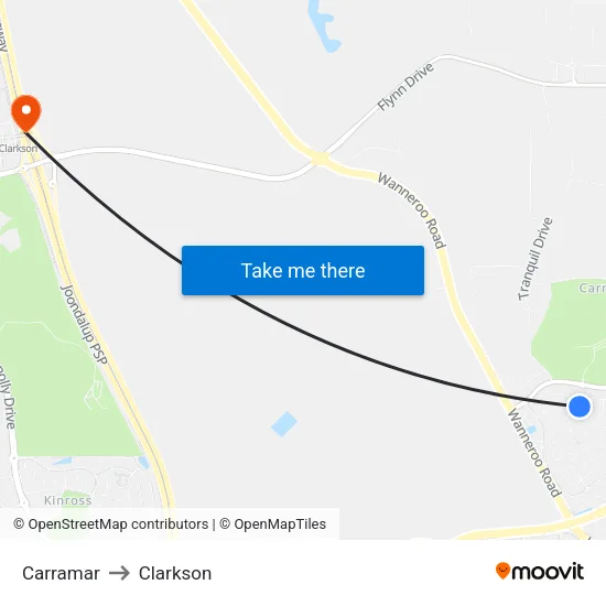 Carramar to Clarkson map