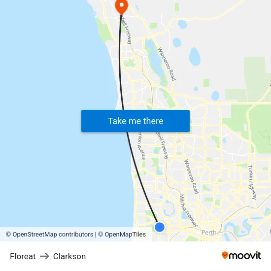 Floreat to Clarkson map