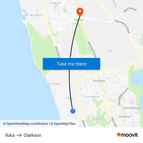 Iluka to Clarkson map