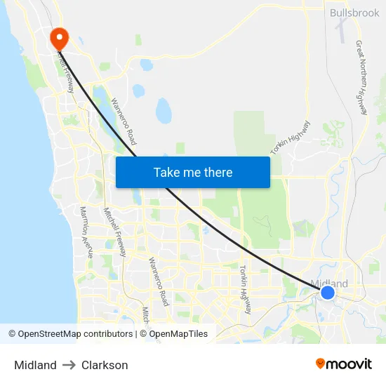 Midland to Clarkson map