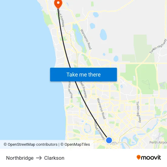 Northbridge to Clarkson map