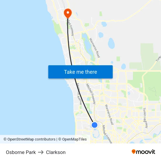 Osborne Park to Clarkson map