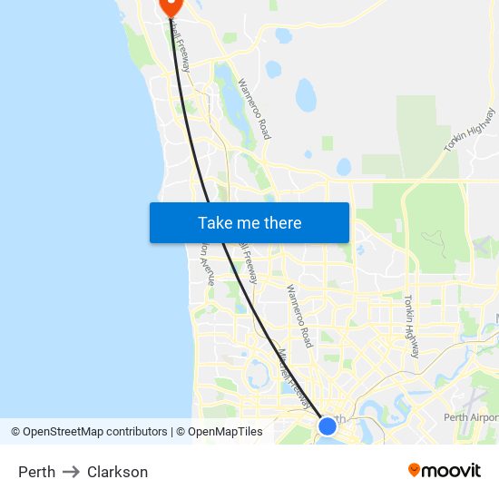 Perth to Clarkson map