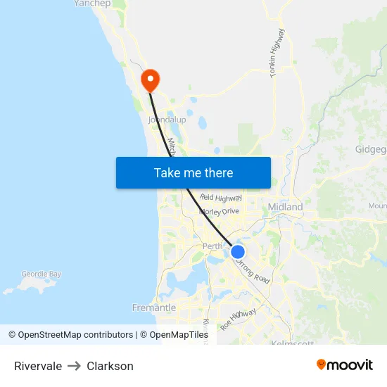 Rivervale to Clarkson map