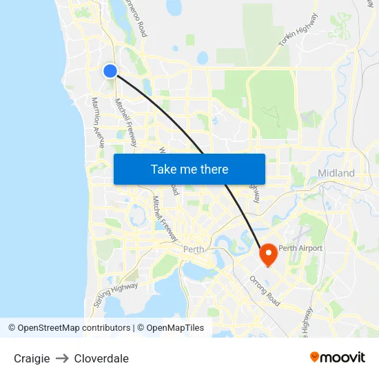 Craigie to Cloverdale map
