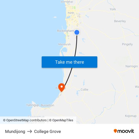 Mundijong to College Grove map