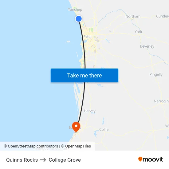Quinns Rocks to College Grove map