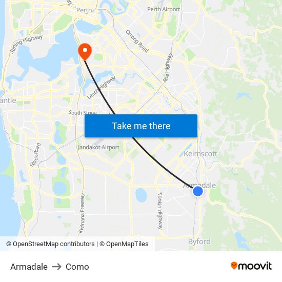 Armadale to Como map