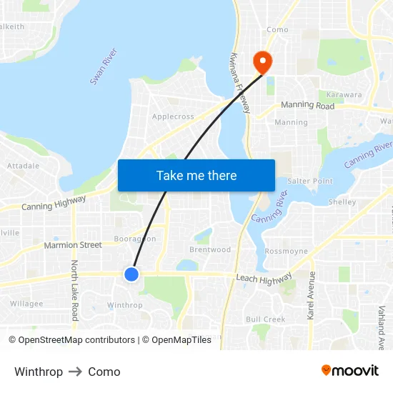 Winthrop to Como map