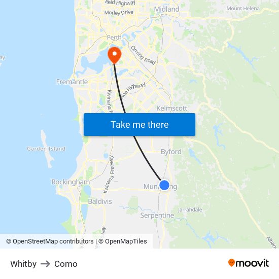 Whitby to Como map