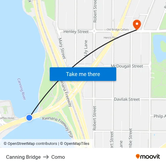 Canning Bridge to Como map