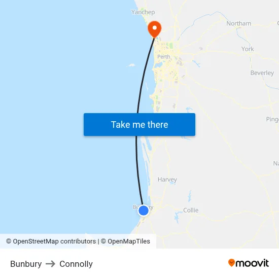 Bunbury to Connolly map