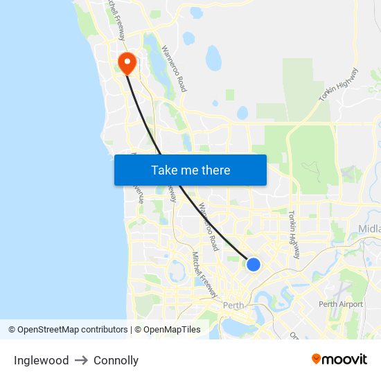 Inglewood to Connolly map