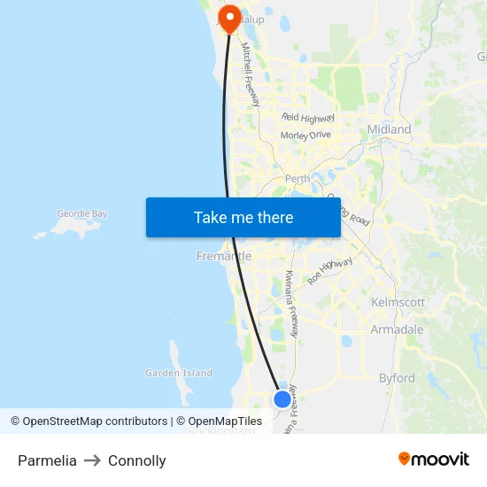 Parmelia to Connolly map