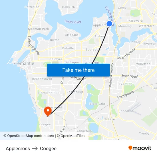 Applecross to Coogee map