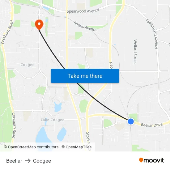 Beeliar to Coogee map