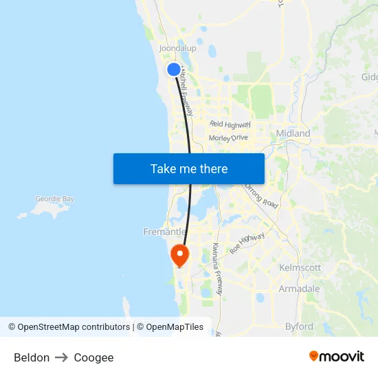 Beldon to Coogee map