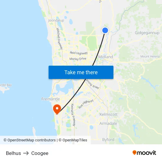 Belhus to Coogee map