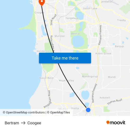 Bertram to Coogee map