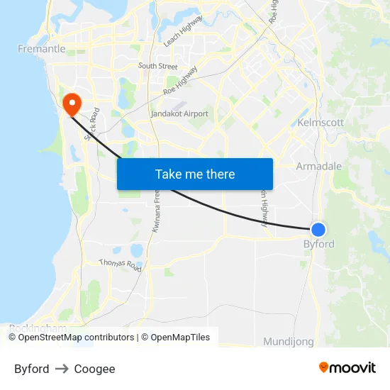 Byford to Coogee map