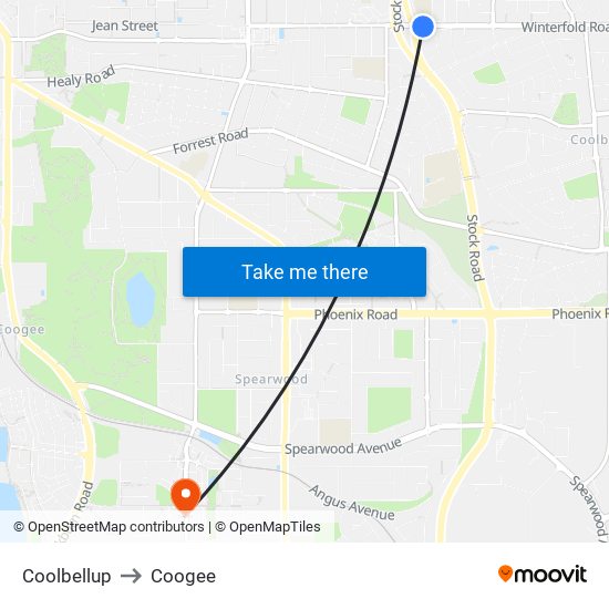 Coolbellup to Coogee map