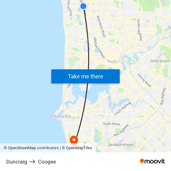 Duncraig to Coogee map