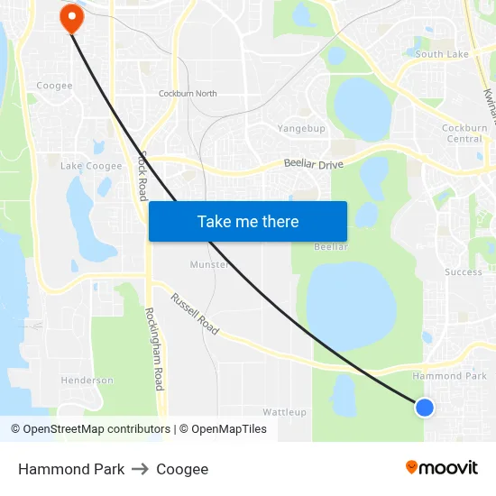 Hammond Park to Coogee map
