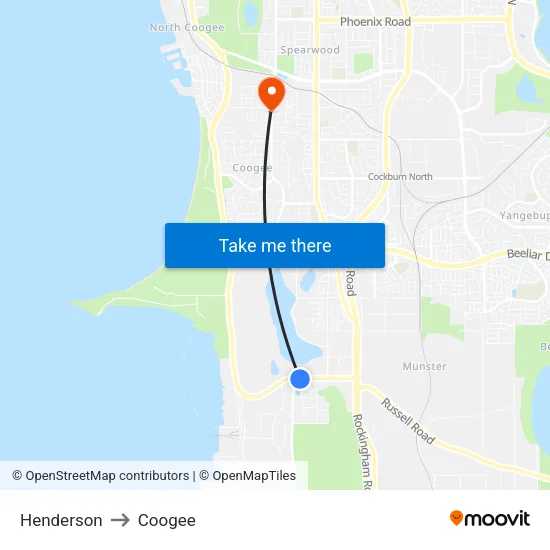 Henderson to Coogee map
