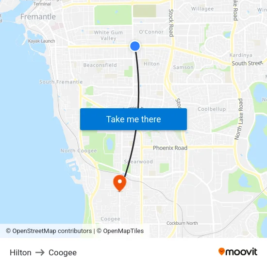 Hilton to Coogee map