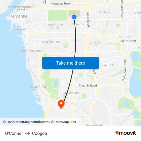 O'Connor to Coogee map