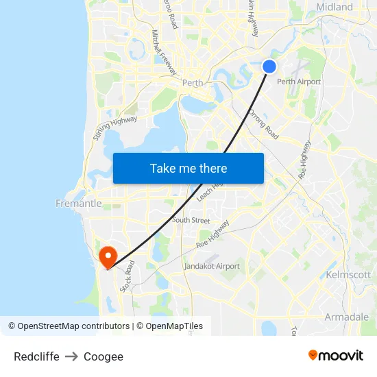 Redcliffe to Coogee map