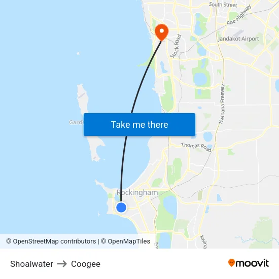 Shoalwater to Coogee map