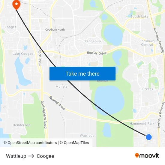 Wattleup to Coogee map