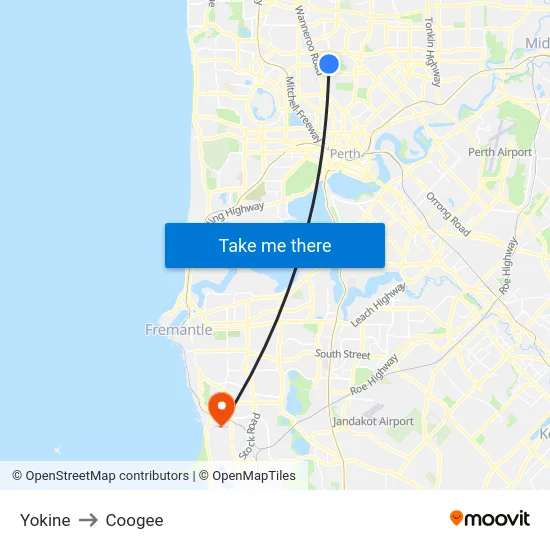 Yokine to Coogee map