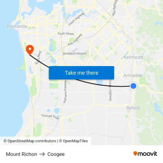 Mount Richon to Coogee map